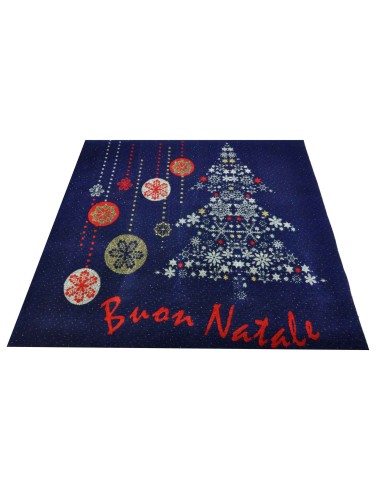 Tappeto blu BUONE NATALE passatoia 100x110 cm. B6