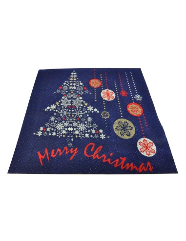 Corredor de alfombra azul Navidad feliz 100 x 110 cm. B6Bis