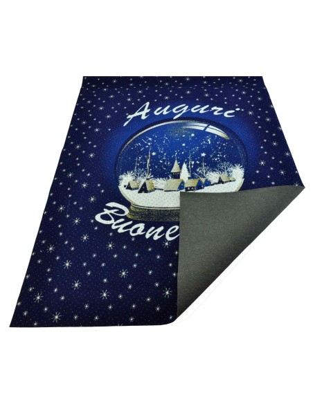 Coureur de tapis bleu boule de neige Noël 100 x 139 cm. B7