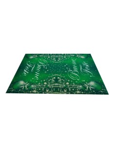 Corredor de alfombra verde saludos de Navidad 100 x 142 cm. V1
