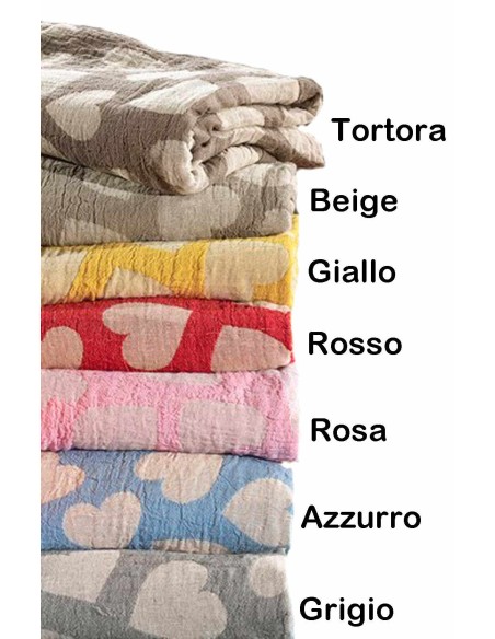Telo arredo plaid copriletto Stropicciami CUORI PIENI
