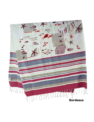 Fouta serviette de plage 100x200 cm. FISH