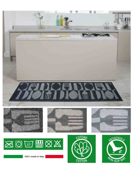 Tappeto cucina cotone antiscivolo POSATE