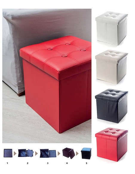 Ecopelle rangement couleur unie Ottoman