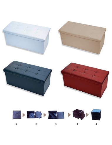 Ecopelle pouf panca contenitore tinta unita DOUBLE