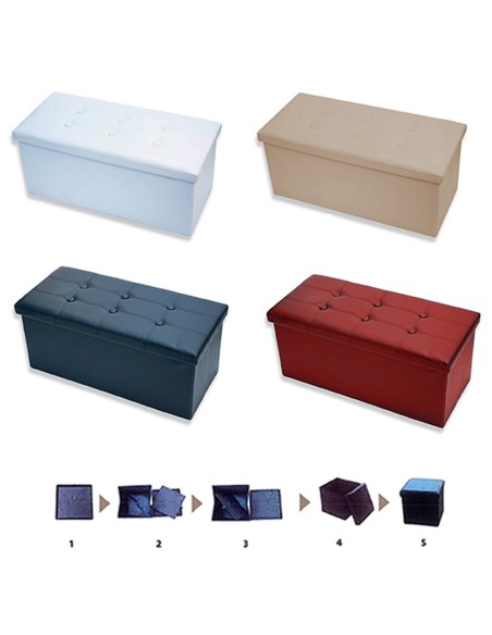 Ecopelle pouf panca contenitore tinta unita DOUBLE