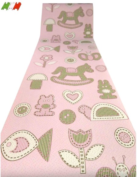 Tapis de voie sur mesure coupé à vivo H. 100 cm. Poney de bascule