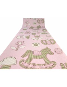 Alfombra hecha a la medida del carril cortada a vivo H. 100 cm. Pony mecedora