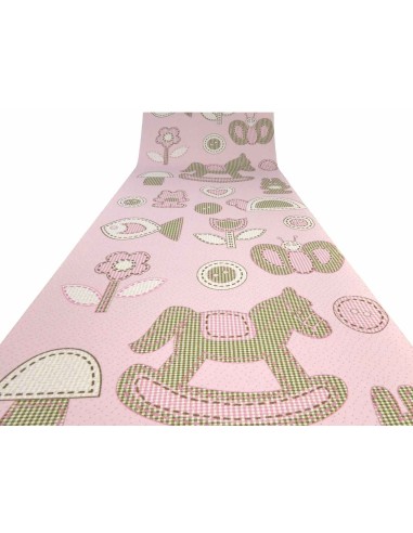 Alfombra hecha a la medida del carril cortada a vivo H. 100 cm. Pony mecedora