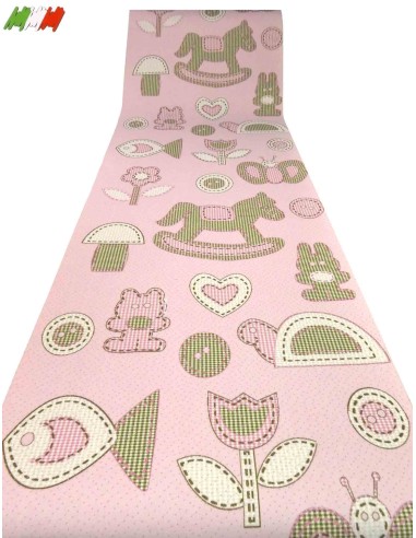 Tapis de voie sur mesure coupé à vivo H. 100 cm. Poney de bascule