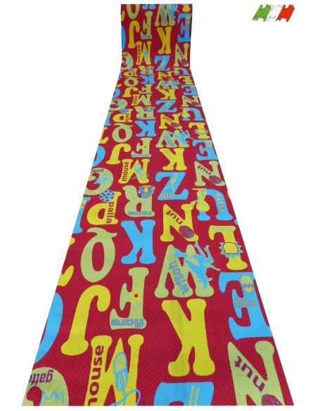 Alfombra de carril por encargo cortada en vivo H. 100 cm. Cartas