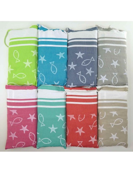 FOUTA Sea Handtuch für COT 75x195 cm. Mit Kissen MARINE