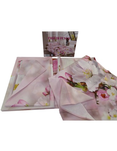 Parure letto matrimoniale lenzuola copriletto con federe stampa digitale NATURA