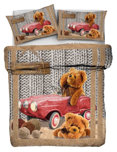 Couverture d'impression numérique en coton et taie d'oreiller TEDDY DIGITAL