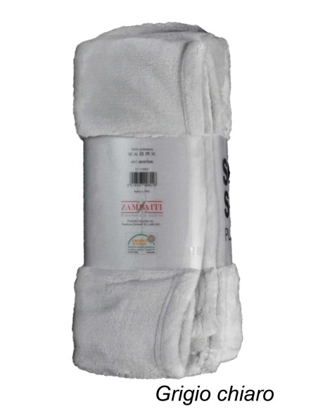 BOSTON Qualité de toison solide bleu flanelle 240 x 200 cm.