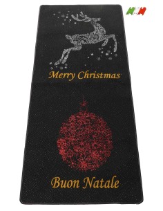 Alfombra de Navidad renada con borde MERRY CHRISTMAS E BUON NATALE