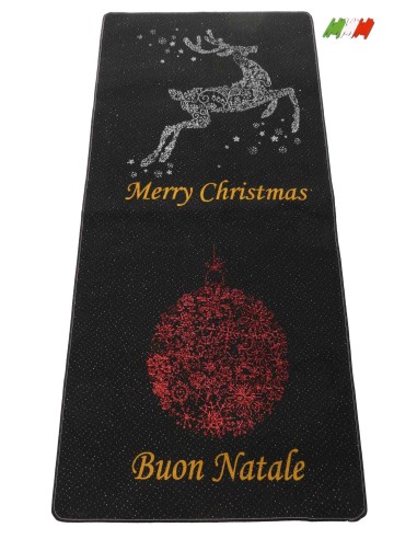 Weihnachtsteppich beharzt umrandet MERRY CHRISTMAS E BUON NATALE