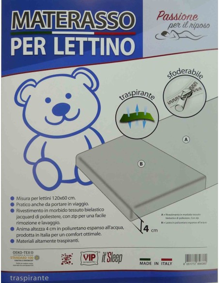 Abnehmbare Bettmatratze 60x120 cm.