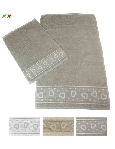 Amore cuori paire de serviettes de ratine