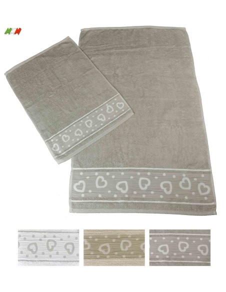 Amore cuori coppia di asciugamani in spugna