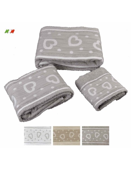 Amore cuori set 3 pz. bagno in spugna