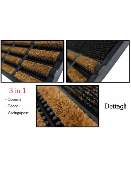 Doormat step dryer maison d’entrée noix de coco et caoutchouc DUET