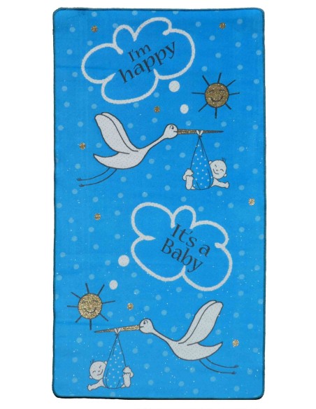 Bébé décoration de naissance tapis bébé bordé BABY 100x180 cm.