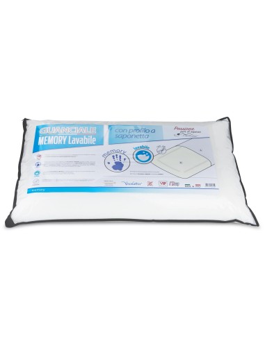 Cuscino Memory Lavabile Saponetta, 100% Viscolattice, con federa in tessuto bielastico con cerniera