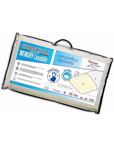 Cuscino Memory Lavabile Saponetta, 100% Viscolattice, con federa in tessuto bielastico con cerniera