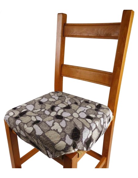 Cuscino per sedia sfoderabile con alette jacquard ciniglia GRANITO