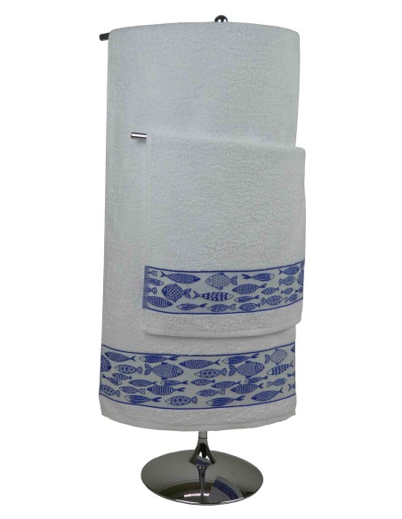 Paire de serviettes et serviette de bain en éponge de coton PESCIOLINI