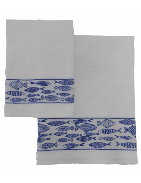 Paire de serviettes et serviette de bain en éponge de coton PESCIOLINI