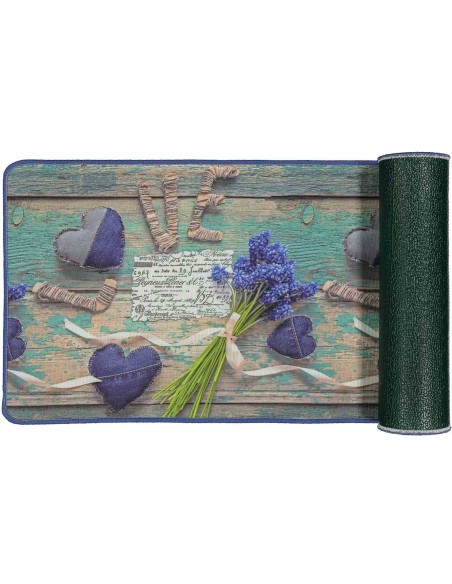 Tappeto cucina multiuso passatoia antiscivolo largo 50 cm. PATCHWORK CUORE