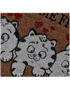 Rechteckige Kokosnuss-Fußmatte cm. 40X70 FRÖHLICHE KATZE 2