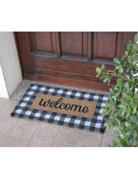 Felpuerto rectangular de coco cm. 40X70 ALLEGRO TARTAN GRIS