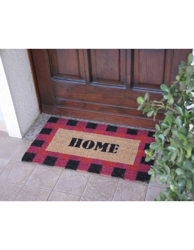 Rechteckige Kokosnuss-Fußmatte cm. 40X70 ALLEGRO TARTAN ROT