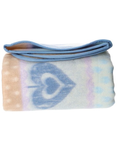 Coperta misto lana double face CUORI