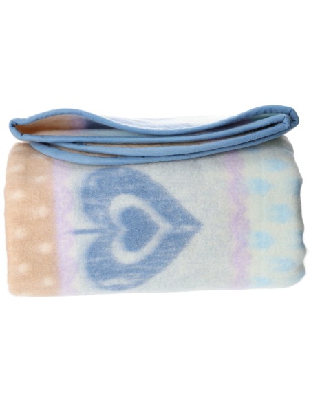 Coperta misto lana double face CUORI