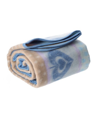 Coperta misto lana double face CUORI