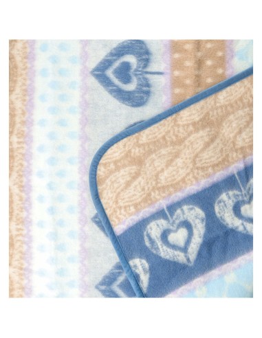 Coperta misto lana double face CUORI