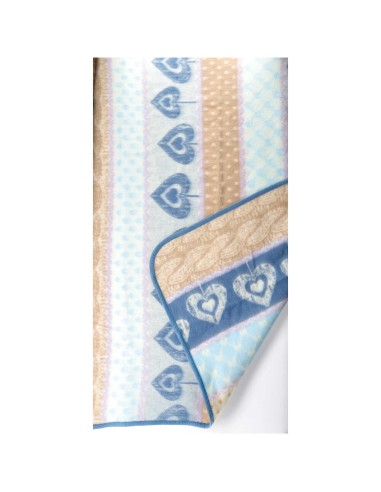 Coperta misto lana double face CUORI