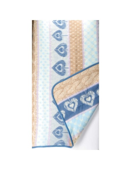 Coperta misto lana double face CUORI
