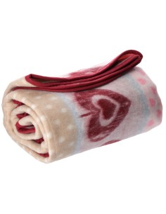 Coperta misto lana double face CUORI