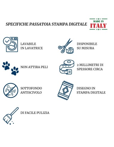 Tappeto multiuso passatoia antiscivolo largo 51 cm. SCREZIATO taglio a vivo