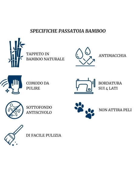 Bamboo Tamburato tappeto passatoia cm 55x95