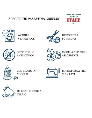 Tappeto corsia passatoria multiuso QUADRO GOBELIN