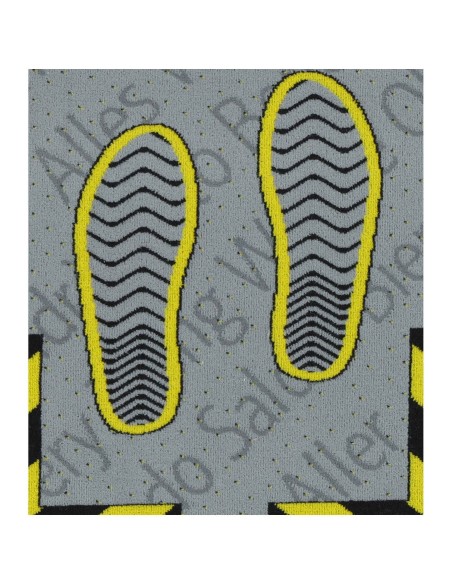 Alfombra de entrada de felpudos 62x57 cm. ESPERA AQUÍ AMARILLO