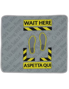 Zerbino tappetino ingresso 62x57 cm. WAIT HERE GIALLO