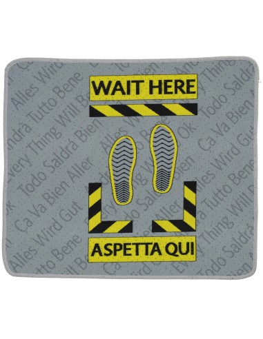 Zerbino tappetino ingresso 62x57 cm. WAIT HERE GIALLO