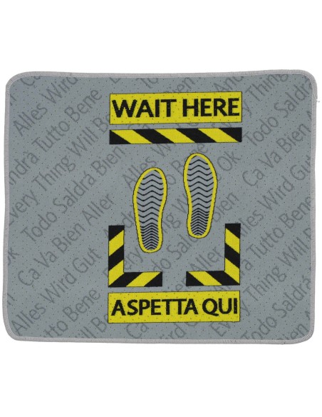 Zerbino tappetino ingresso 62x57 cm. WAIT HERE GIALLO